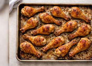 Baked chicken drumsticks at 400 degrees on a sheet pan