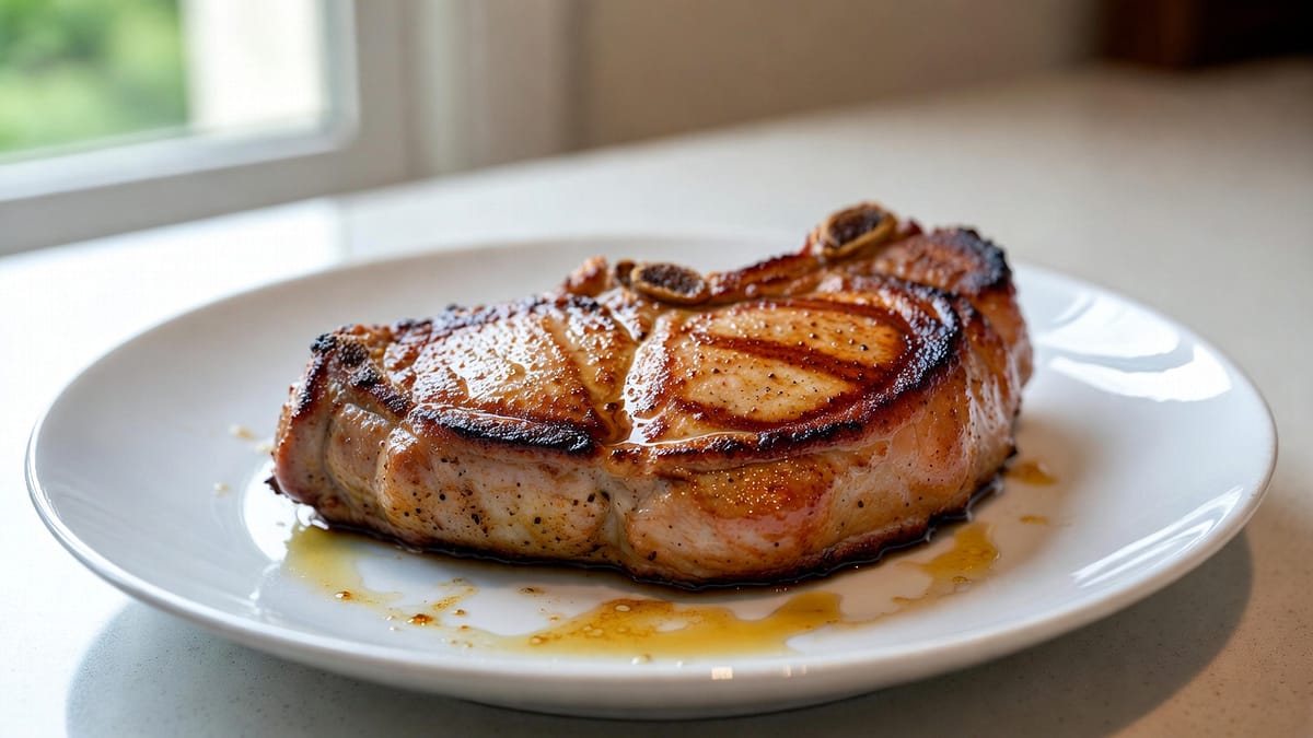 How to cook pork chops photo on a plate