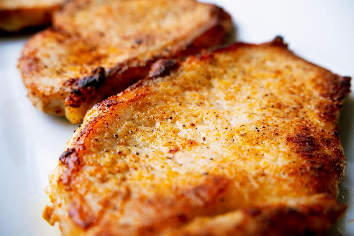 pan seared pork chops—juicy