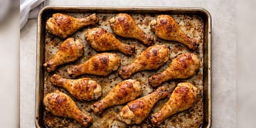 Baked chicken drumsticks at 400 degrees on a sheet pan