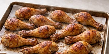 Crispy baked chicken drumsticks fresh out of the oven