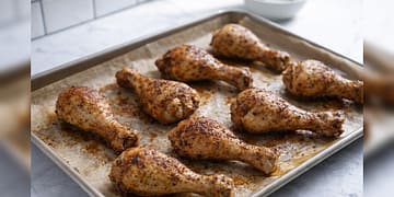 Sheet pan chicken drumsticks baked until crispy