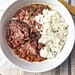 Slow Cooker Red Beans served in a white bowl garnished with fresh herbs and a side of rice, illustrating the final delicious meal made from the recipe.