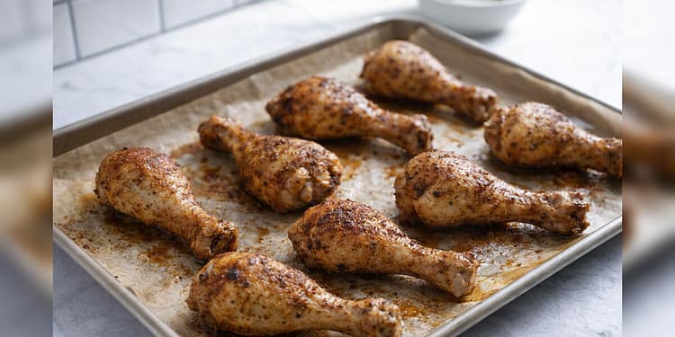 Sheet pan chicken drumsticks baked until crispy